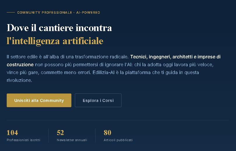Pagina iniziale di edilizia-ai.it: dove il cantiere incontra l'intelligenza artificiale